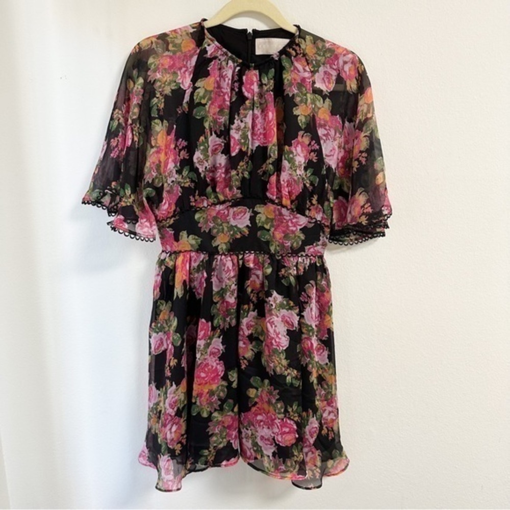 Keepsake the label black floral flowy mini dress